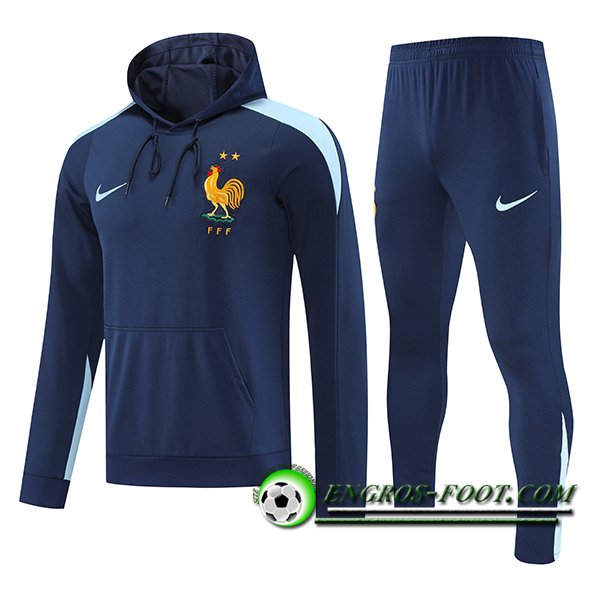 Ensemble Veste A Capuche Survetement de Foot France Bleu Royale 2024/2025