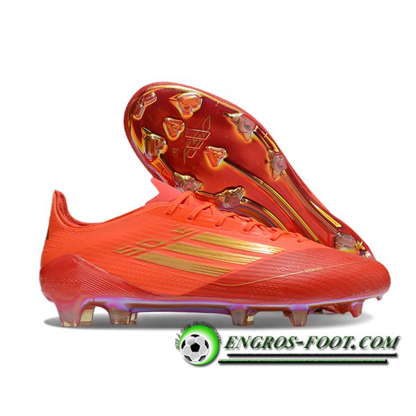 Adidas Chaussures de Foot F50 ELITE FG Orange/Rose/Jaune -02