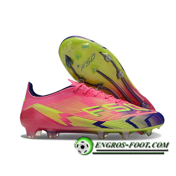 Adidas Chaussures de Foot F50 ELITE FG Rose/Vert/Pourpre