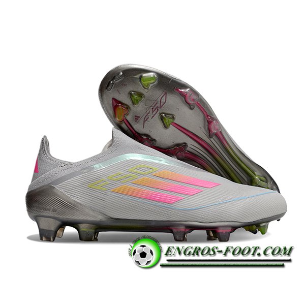 Adidas Chaussures de Foot F50 Elite Laceless FG Gris/Rose