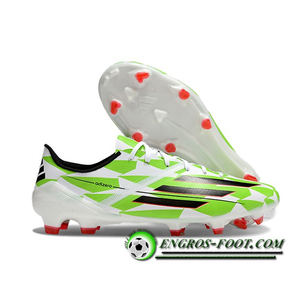 Adidas Chaussures de Foot F50 Elite FG Blanc/Vert/Noir -02