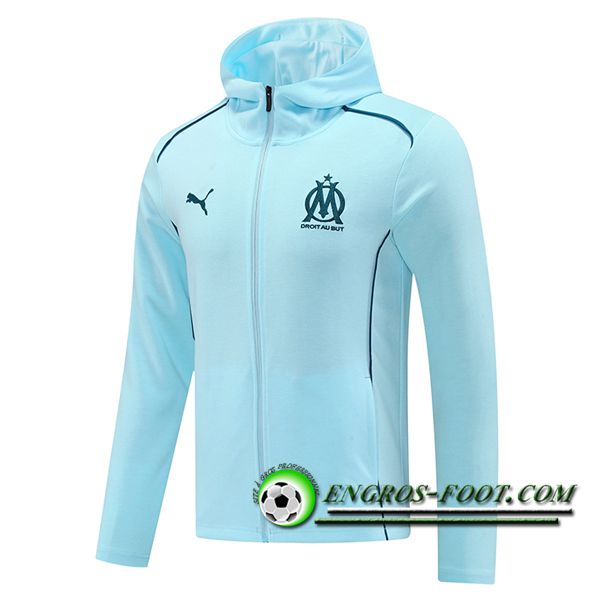 Veste A Capuche Marseille Bleu Clair 2025/2026
