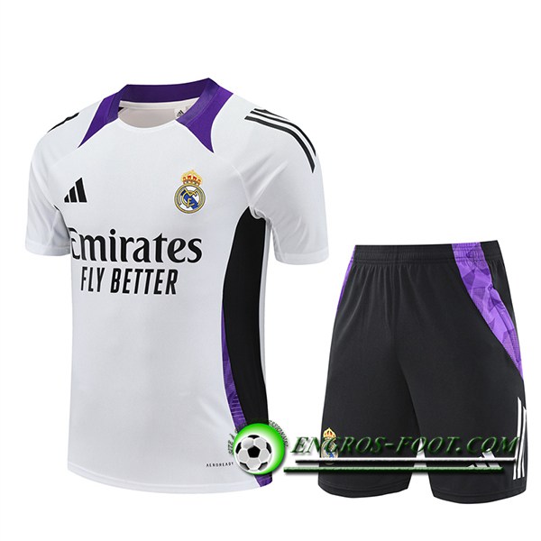 Ensemble Training T-Shirts Real Madrid Blanc/Noir/Pourpre 2025/2026