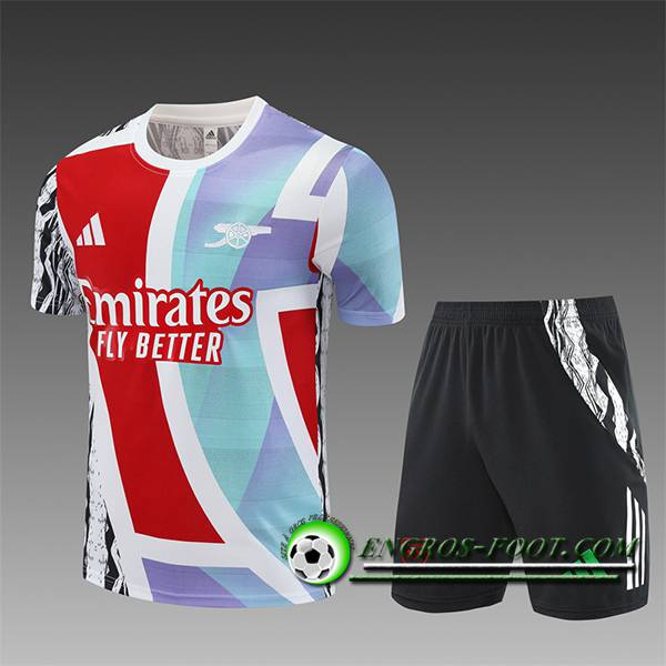 Ensemble Training T-Shirts Arsenal Enfant Blanc/Bleu/Rouge 2025/2026