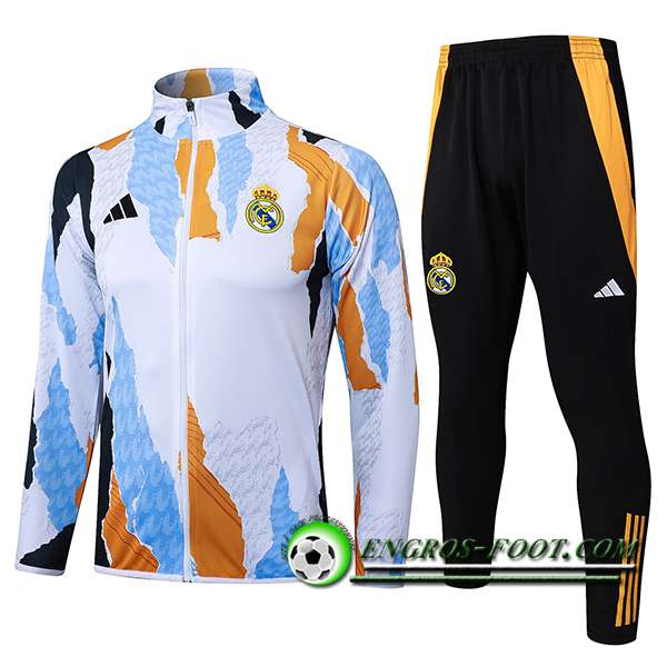 Veste Foot Real Madrid Blanc/Noir/Orange/Bleu 2025/2026
