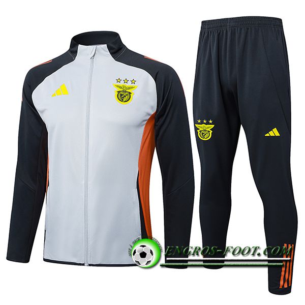 Ensemble Survetement de Foot Veste Benfica Gris/Noir/Orange 2025/2026
