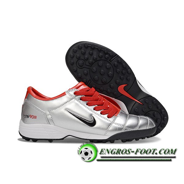 Nike Chaussures de Foot T90 TF Gris/Rouge