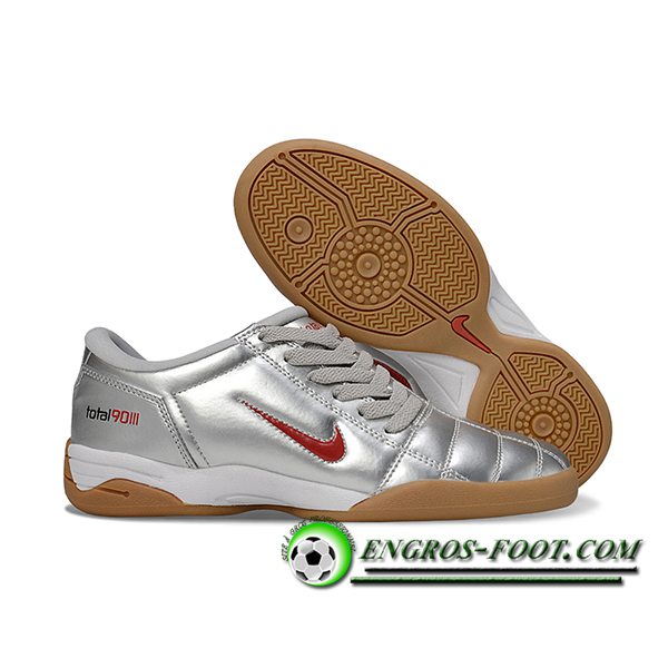 Nike Chaussures de Foot T90 IC Gris/Rouge