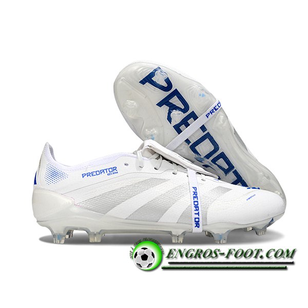 Adidas Chaussures de Foot 25 Predator Elite Tongue FG Blanc/Gris/Bleu