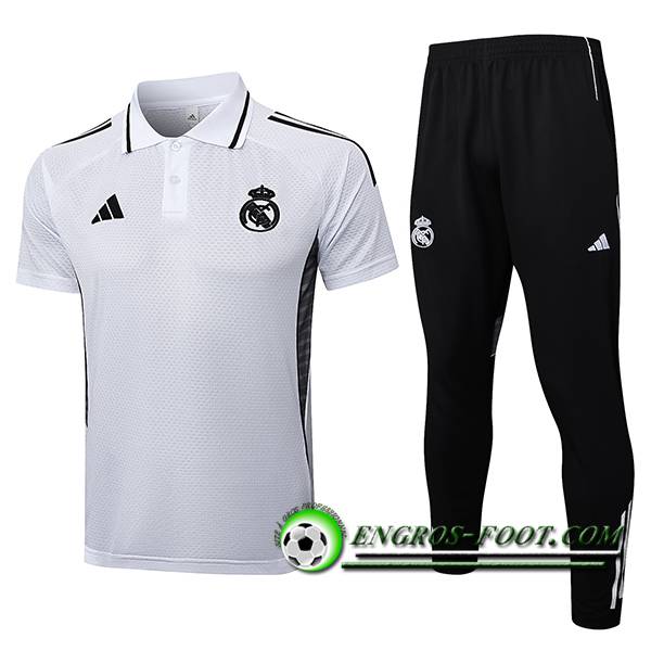 Ensemble Polo Foot Real Madrid Blanc/Noir 2025/2026