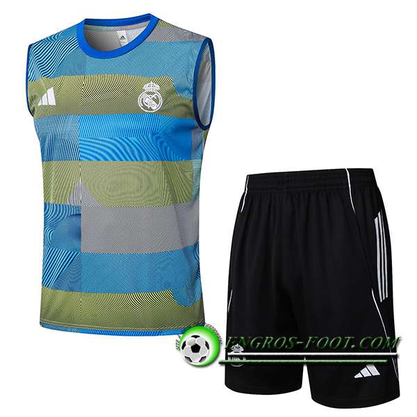 Ensemble Training Debardeur Real Madrid Bleu/Vert 2025/2026