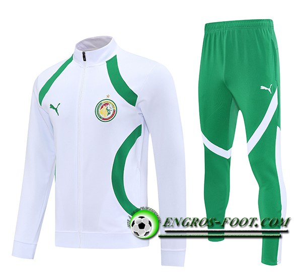 Ensemble Survetement de Foot Veste Foot Sénégal Blanc/Vert 2025/2026