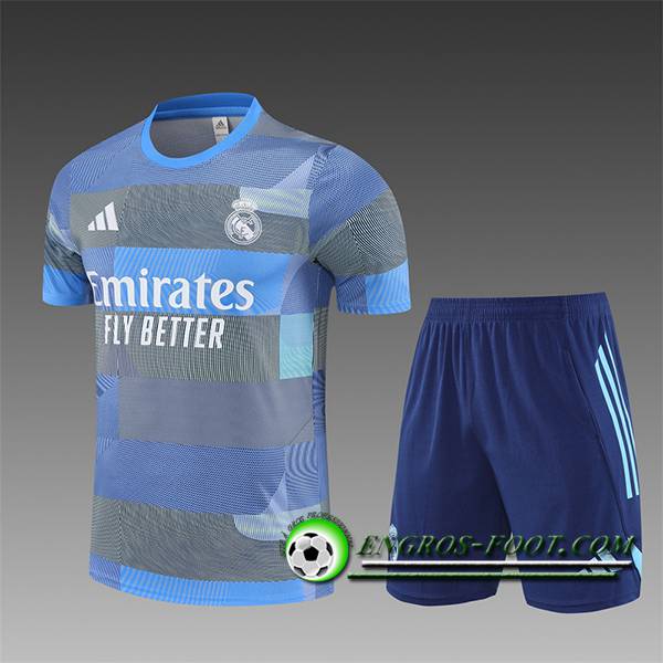 Ensemble Training T-Shirts Real Madrid Enfant Bleu/Gris 2025/2026