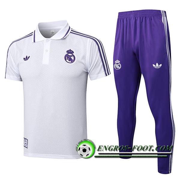 Ensemble Polo Foot Real Madrid Blanc/Pourpre 2025/2026