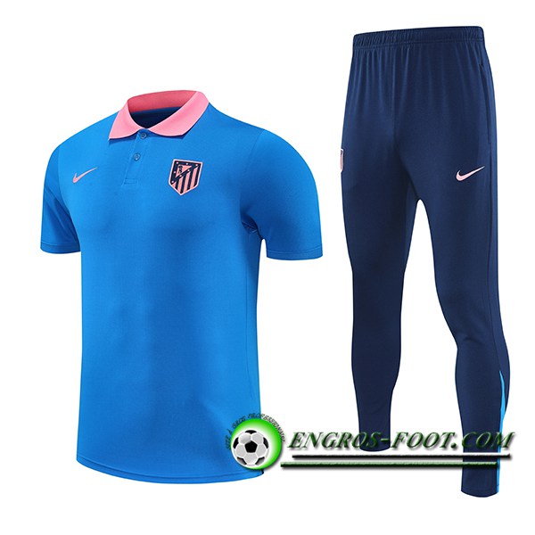 Ensemble Polo Foot Atletico Madrid Bleu/Rose 2025/2026