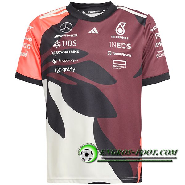 T-Shirt Mercedes Benz F1 Team Blanc/Brun/Noir/Orange 2025