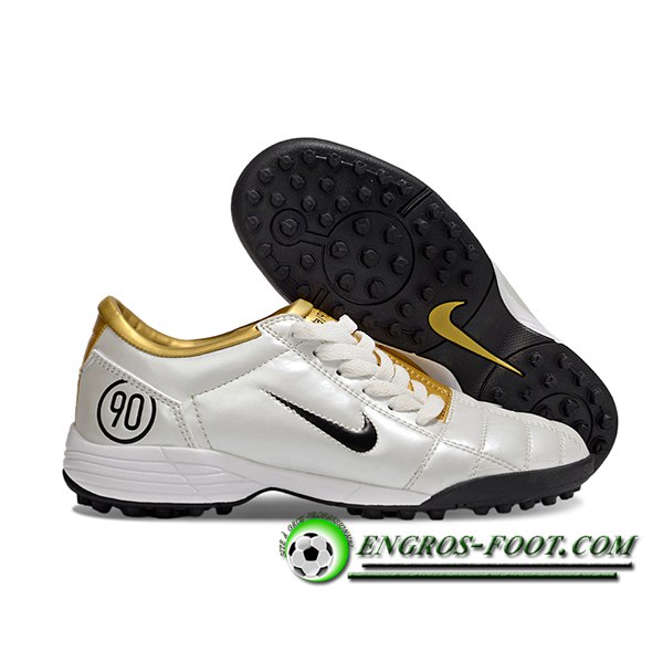 Nike Chaussures de Foot T90 TF Gris/Jaune/Noir