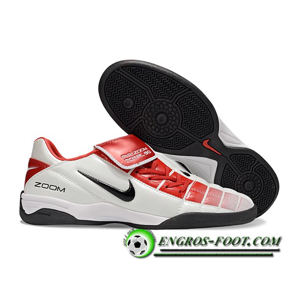 Nike Chaussures de Foot T90 TF Blanc/Rouge/Noir