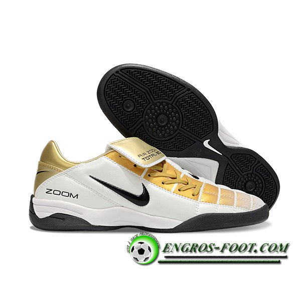 Nike Chaussures de Foot T90 TF Blanc/Jaune/Noir