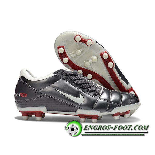 Nike Chaussures de Foot T90 FG Gris/Rouge