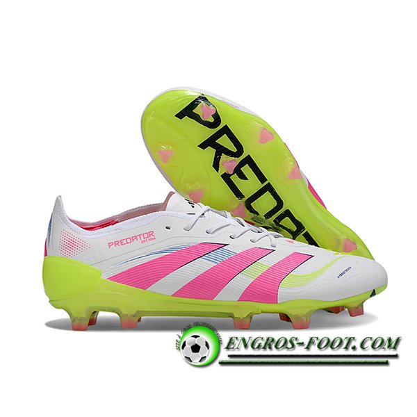 Adidas Chaussures de Foot 25 Predator Elite FG Blanc/Rose/Vert