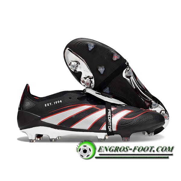 Adidas Chaussures de Foot 25 Predator Elite Tongue FG Noir/Blanc/Rouge