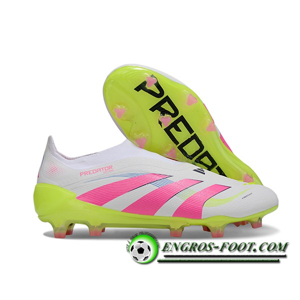 Adidas Chaussures de Foot 25 Predator Elite LL FG Blanc/Rose/Vert