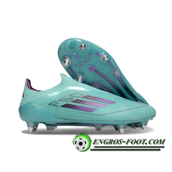 Adidas Chaussures de Foot F50 Elite Laceless SG Bleu/Pourpre