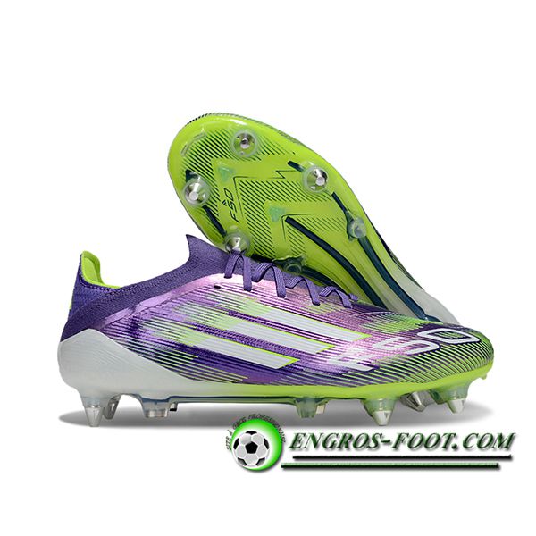 Adidas Chaussures de Foot F50 Elite SG Pourpre/Vert/Blanc