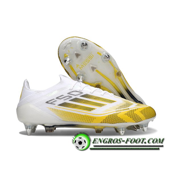 Adidas Chaussures de Foot F50 Elite SG Blanc/Jaune