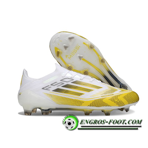 Adidas Chaussures de Foot F50 Elite FG Blanc/Jaune