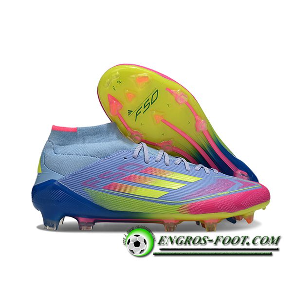 Adidas Chaussures de Foot F50 ELITE MID FG W Bleu/Rose/Vert