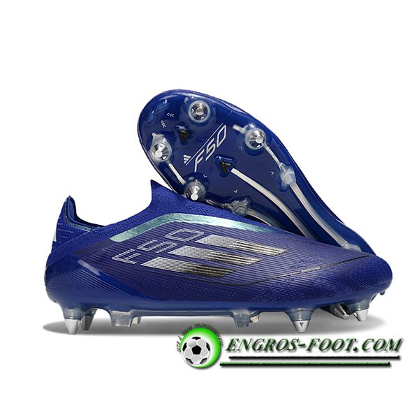 Adidas Chaussures de Foot F50 Elite Laceless SG Bleu