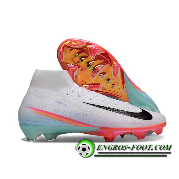 Nike Chaussures de Foot Air Zoom Mercurial Superfly IIX Elite FG Blanc/Bleu/Noir/Rose