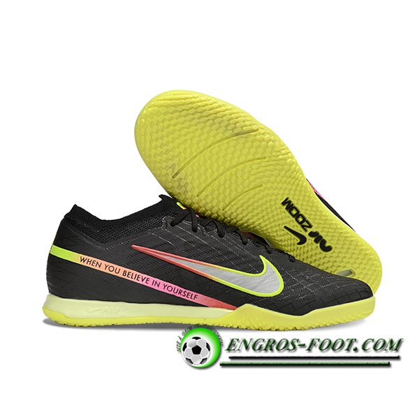 Nike Chaussures de Foot Air Zoom Mercurial Vapor XV Elite IC Noir/Vert/Rose