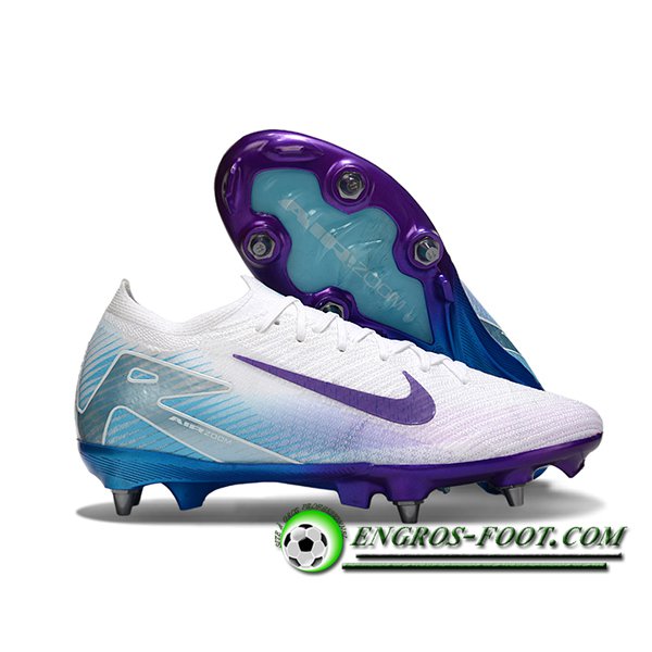 Nike Chaussures de Foot AIR ZOOM MERCURIAL VAPOR XVI ELITE SG-PRO Blanc/Pourpre/Bleu