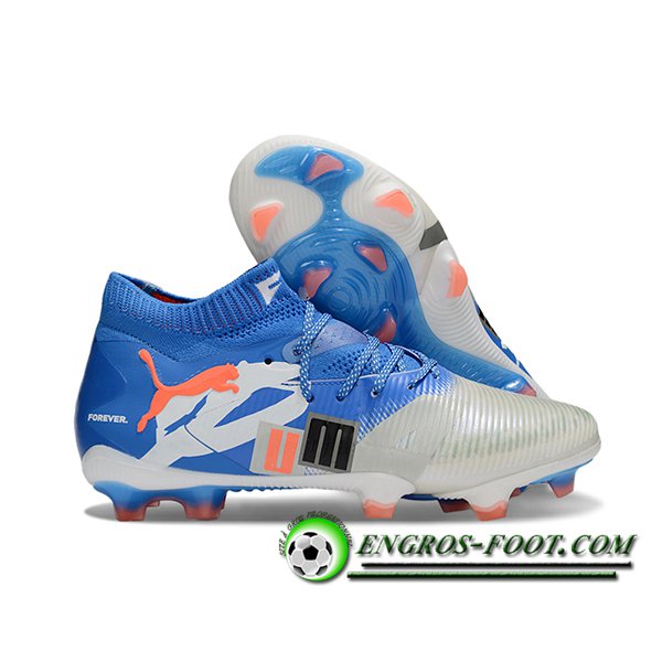PUMA Chaussures de Foot FUTURE 8 ULTIMATE FG/AG Bleu/Gris/Blanc -02