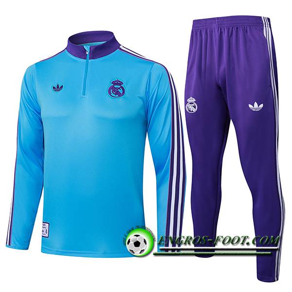 Ensemble Survetement de Foot Foot Real Madrid Bleu/Pourpre 2025/2026