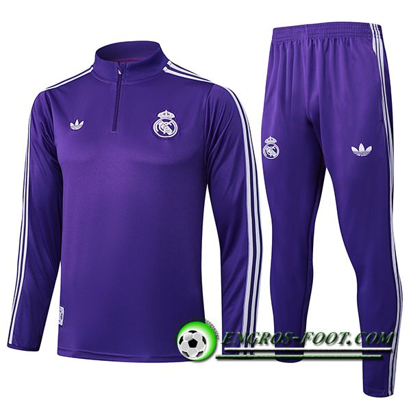 Ensemble Survetement de Foot Foot Real Madrid Pourpre/Blanc 2025/2026