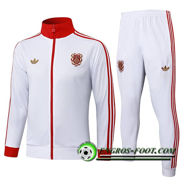 Ensemble Survetement de Foot Veste Foot Bayern Munich Blanc/Rouge 2025/2026