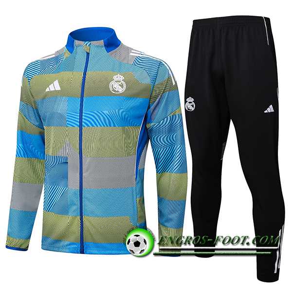 Ensemble Survetement de Foot Veste Foot Real Madrid Bleu/Vert 2025/2026