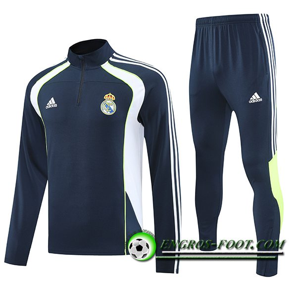 Ensemble Survetement de Foot Real Madrid Bleu/Blanc/Vert 2025/2026