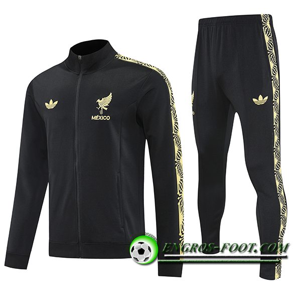 Ensemble Survetement de Foot Veste Foot Mexique Noir/Jaune 2025/2026