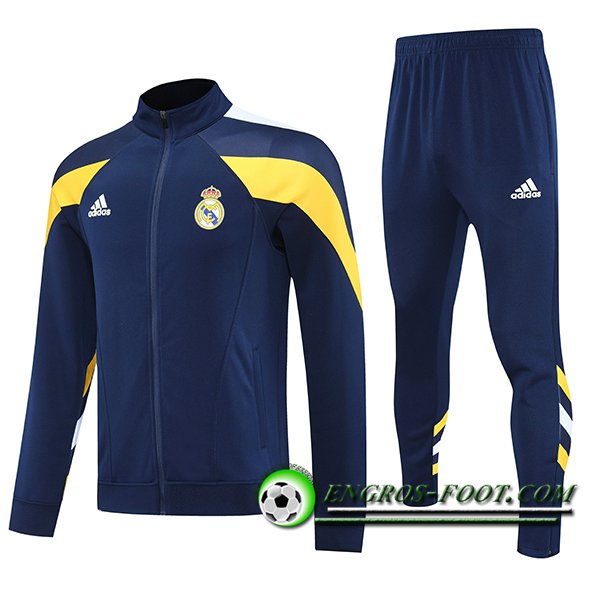 Ensemble Survetement de Foot Veste Foot Real Madrid Bleu/Jaune 2025/2026