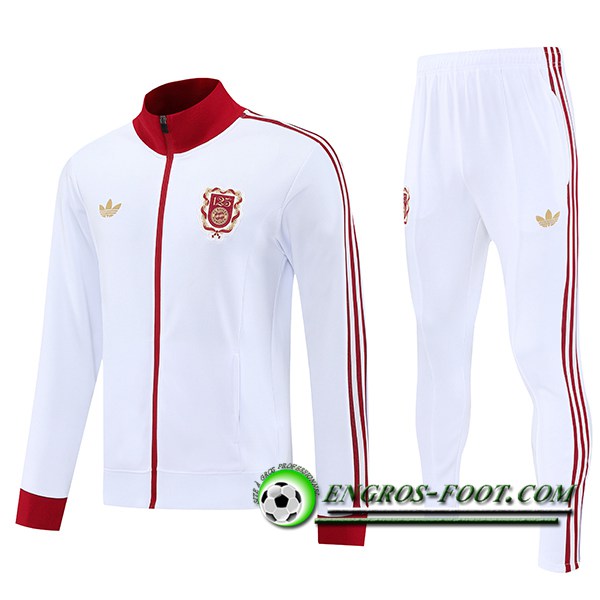 Ensemble Survetement de Foot Veste Foot Bayern Munich Blanc/Rouge 2025/2026