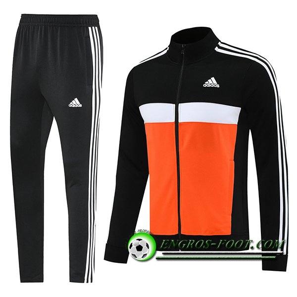 Ensemble Survetement de Foot Veste Foot Adidas Noir/Orange/Blanc 2025/2026