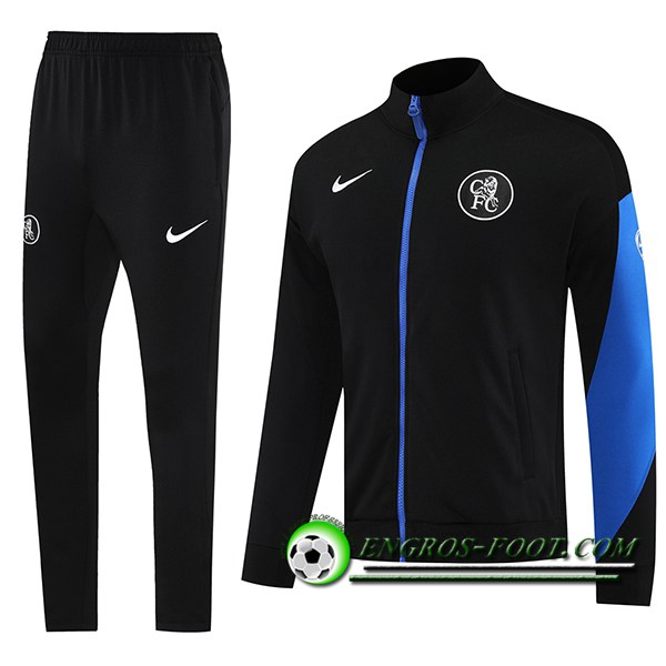 Ensemble Survetement de Foot Veste Foot FC Chelsea Noir/Bleu 2025/2026
