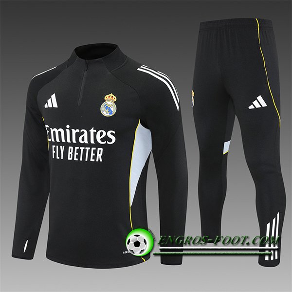Ensemble Survetement de Foot Foot Real Madrid Enfant Noir 2025/2026