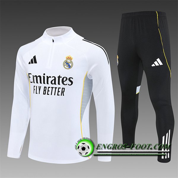 Ensemble Survetement de Foot Foot Real Madrid Enfant Blanc 2025/2026