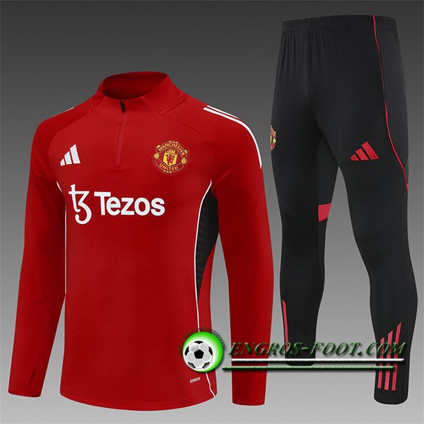 Ensemble Survetement de Foot Foot Manchester Enfant United Rouge 2025/2026